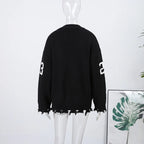 Oversized Letter Jacquard Knit Pullover for Women