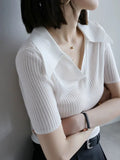 Lyocell Polo-Neck Short Sleeve Women's T-Shirt