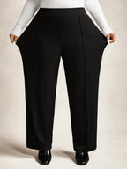 High Waisted Pleated Wide Leg Pants for Women - Black