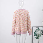 Oversized Letter Jacquard Knit Pullover for Women