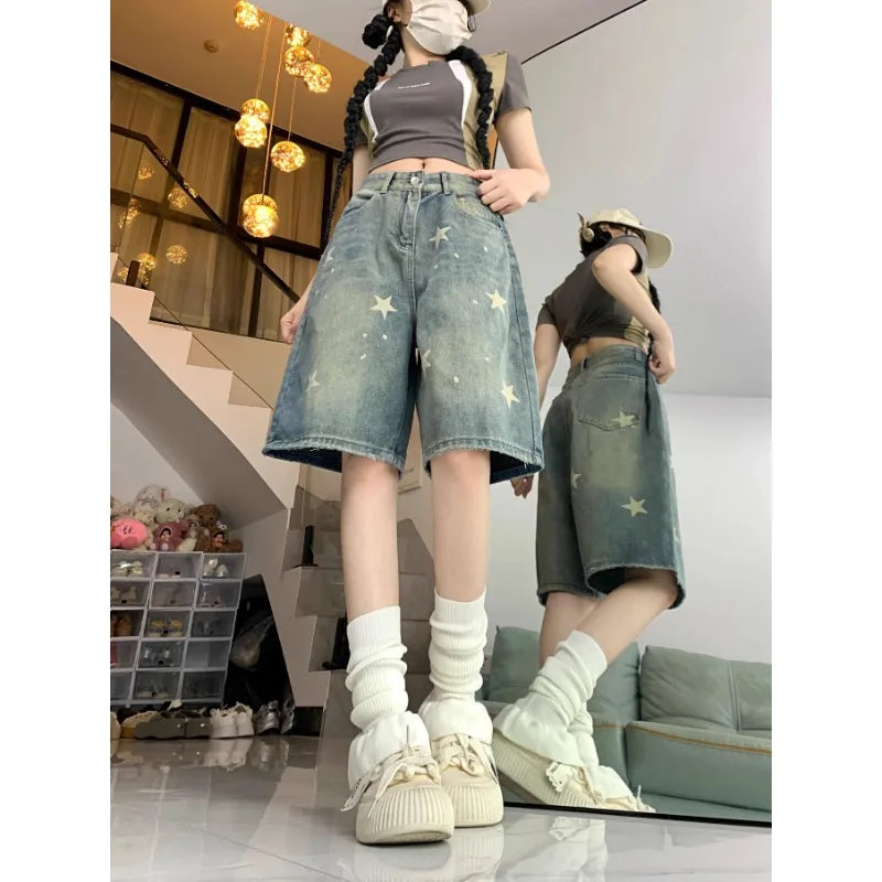 Floral Print Wide Leg Women's Jeans - Casual Comfort Denim