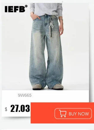 IEFB Wide Leg Baggy Men's Denim Pants - Summer Style