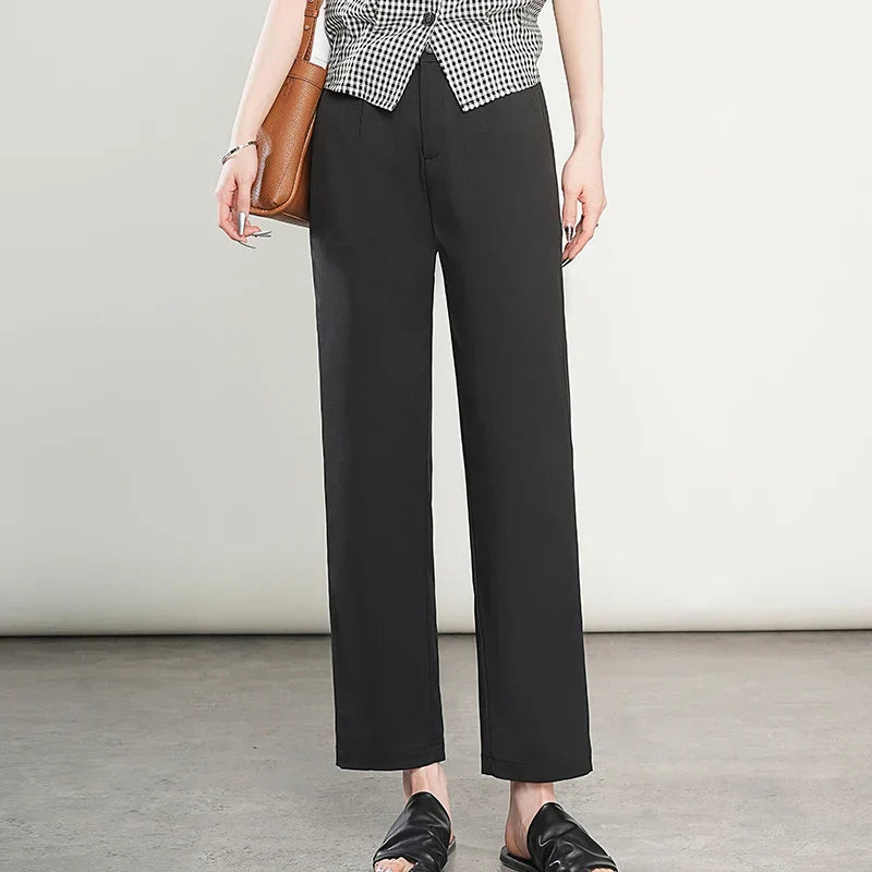 High-Waisted Lightweight Cropped Pants for Women