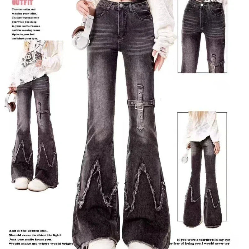 High Waist Vintage Slim Micro-flare Jeans for Women