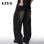 Loose Wide Leg Jeans for Men in Black and Gray