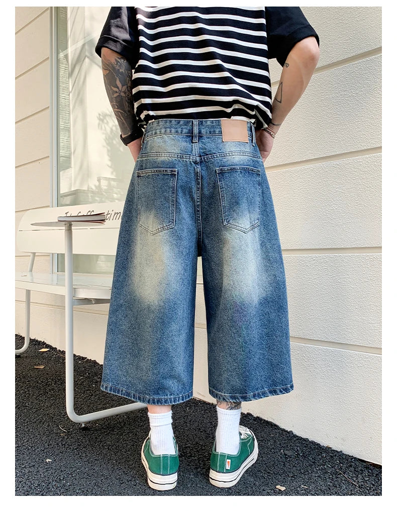 Men's Vintage High Waist Wide Leg Denim Jeans for Casual Wear