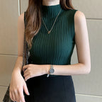 Slim Knitted Sleeveless Sweater for Women - Casual Elegance