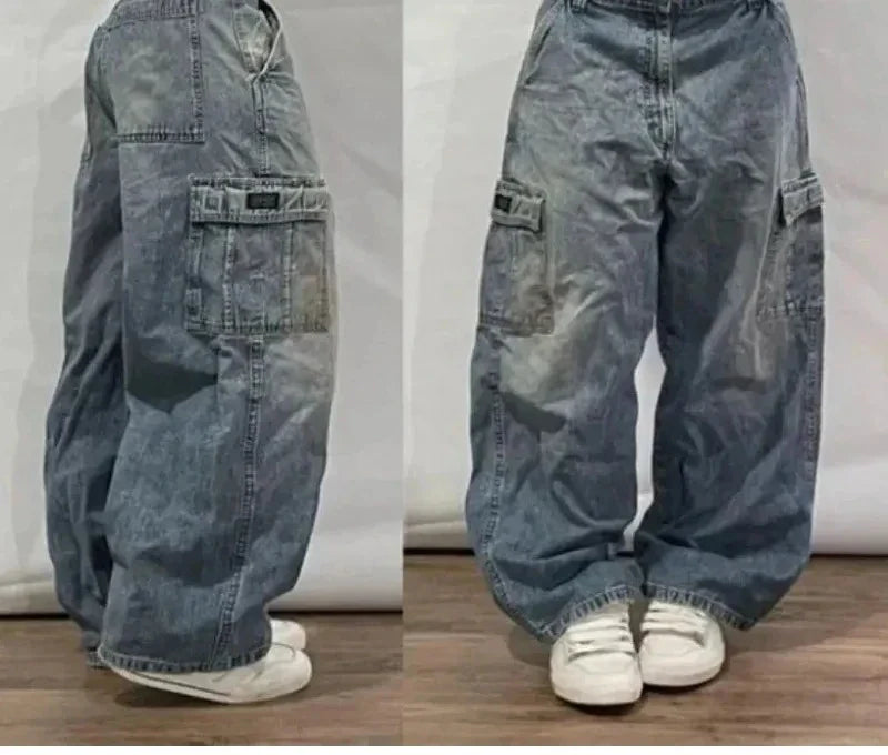 Vintage Washed Baggy Jeans for Women - Y2K Wide Leg Style