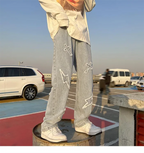 Y2K Embroidered Straight Denim Jeans for Men