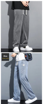 Men's Summer Loose Lyocell Jeans with Drawstring Waist