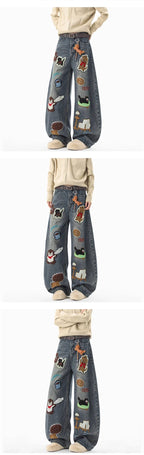 Y2K Streetwear Baggy Denim Jeans for Men in Blue