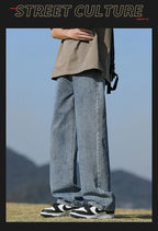 Loose Polyester Men's Jeans for Casual Spring and Autumn