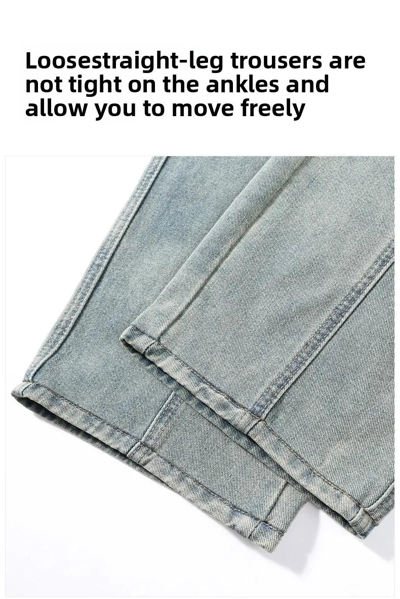 Men's Casual Loose Straight Jeans - 100% Cotton