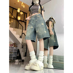 Floral Print Wide Leg Women's Jeans - Casual Comfort Denim