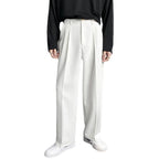 Men's Casual White Polyester Loose Trousers