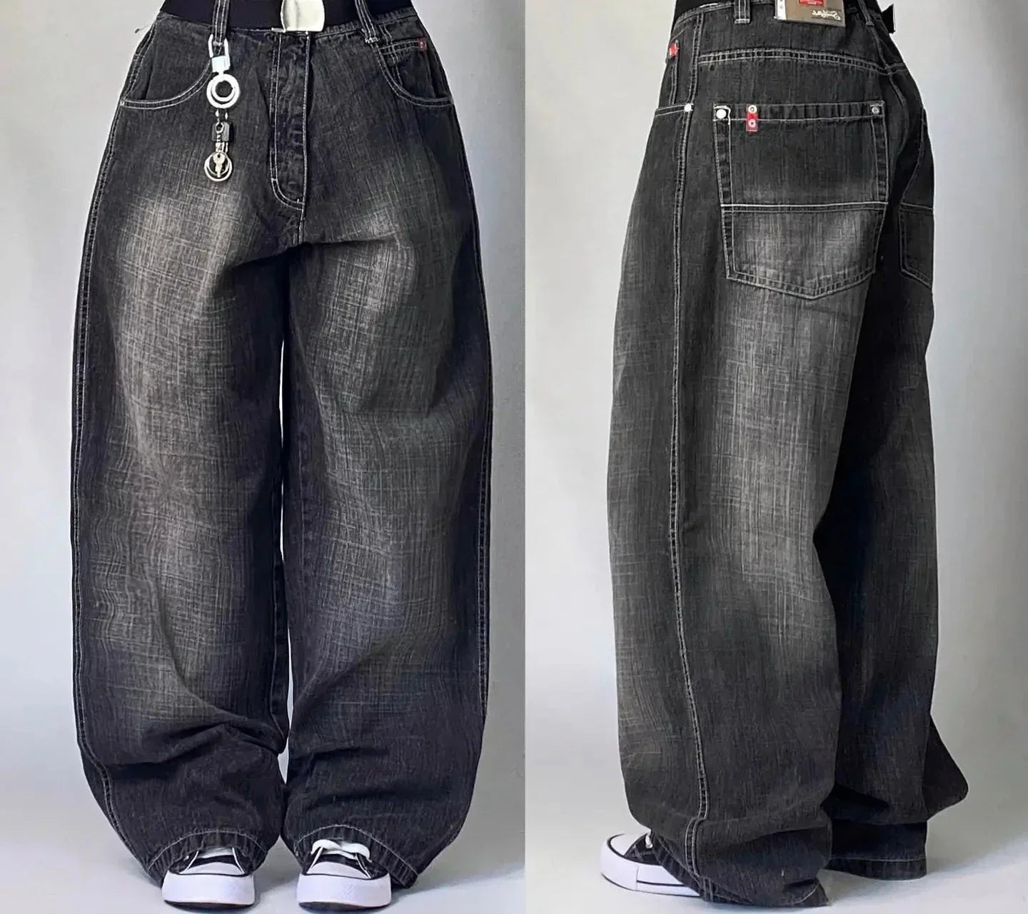 Vintage Washed Baggy Jeans for Women - Y2K Wide Leg Style