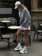 Oversized Letter Jacquard Knit Pullover for Women