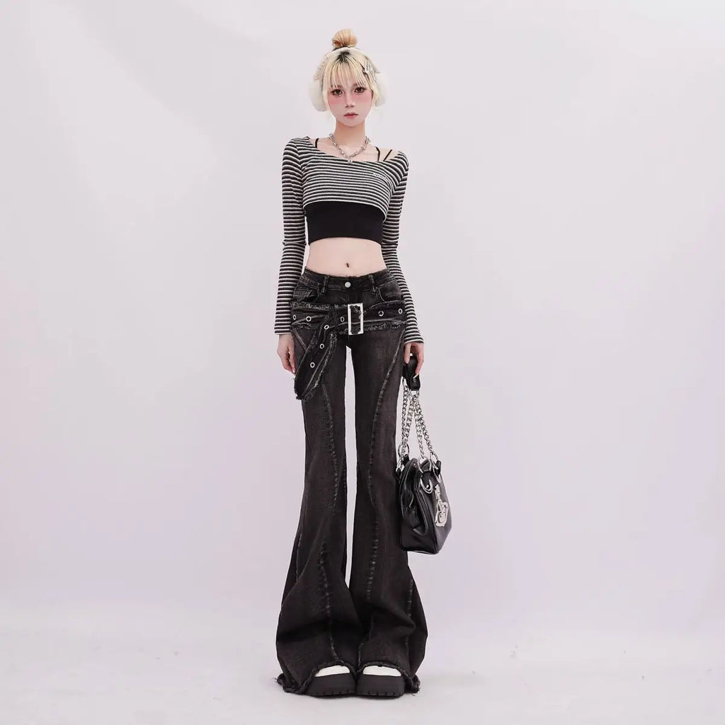 High Waist Vintage Slim Micro-flare Jeans for Women