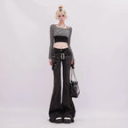 High Waist Vintage Slim Micro-flare Jeans for Women