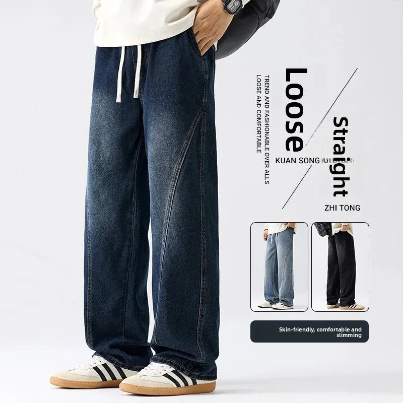 Men's Casual Loose Straight Jeans - 100% Cotton