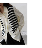 Korean Oversized Blouse with Detachable Tie for Women