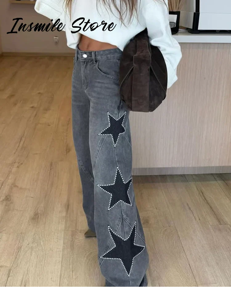 Blue High Waist Wide Leg Jeans for Women