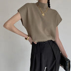 Knitted Women's Short Sleeve Vest Sweater Blouse