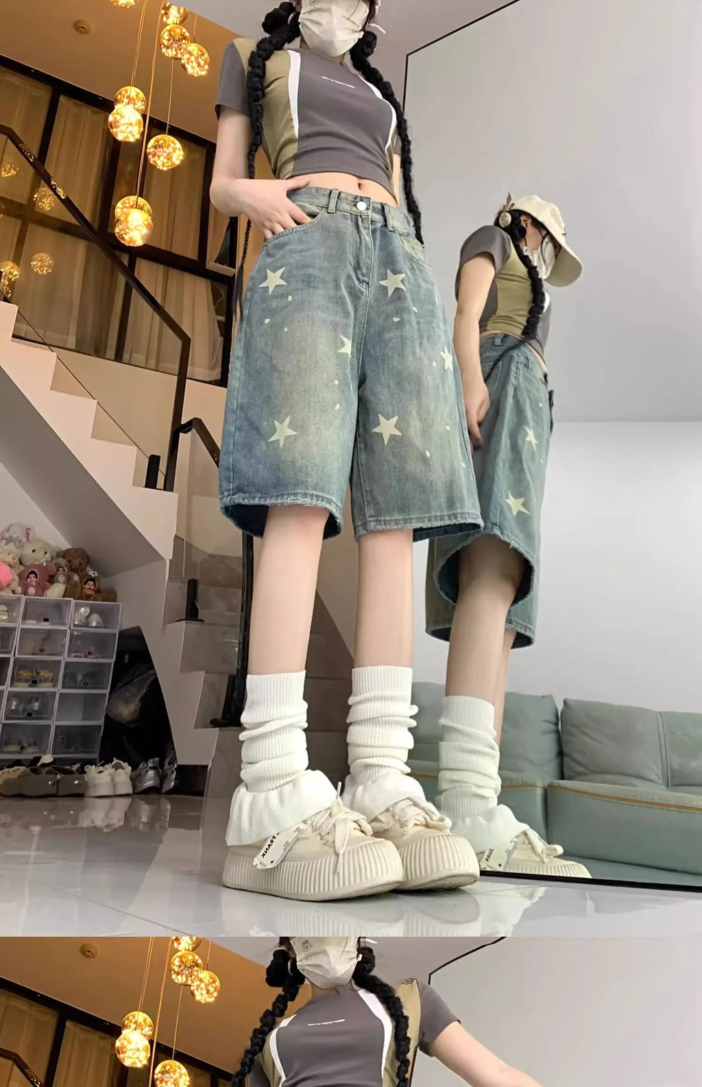 Floral Print Wide Leg Women's Jeans - Casual Comfort Denim