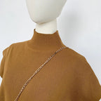 Mock Neck Solid Knit Vest for Office Ladies