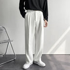 Men's White Baggy Wide Pants for Casual Spring Wear