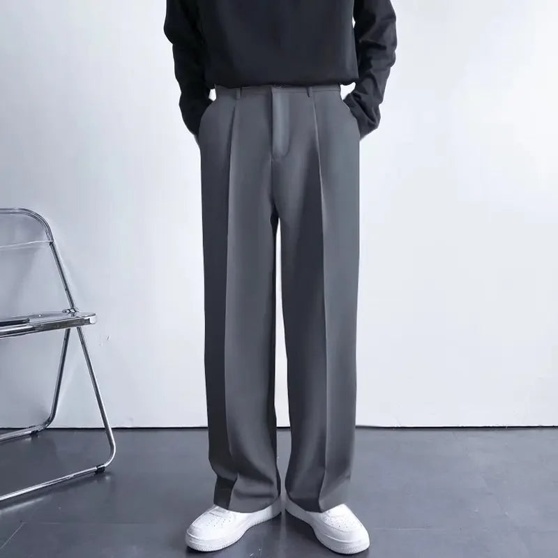 Men's White Baggy Wide Pants for Casual Spring Wear