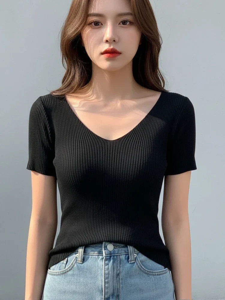 AOSSVIAO V-neck Thin Women Pullover Sweater 2026