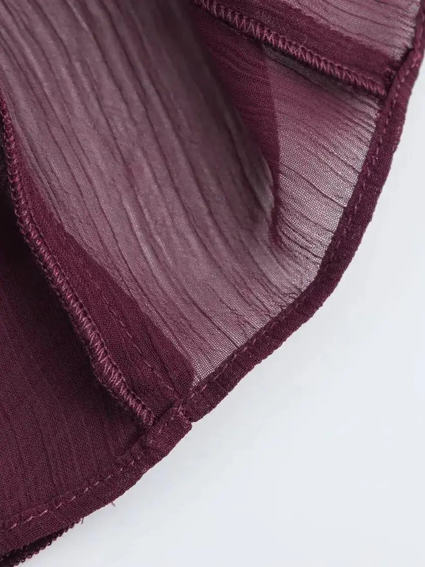 Elegant Women's V-neck Chiffon Blouse with Ruffles