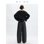 Wool Wide-Leg Trousers for Women - Casual Party Pants