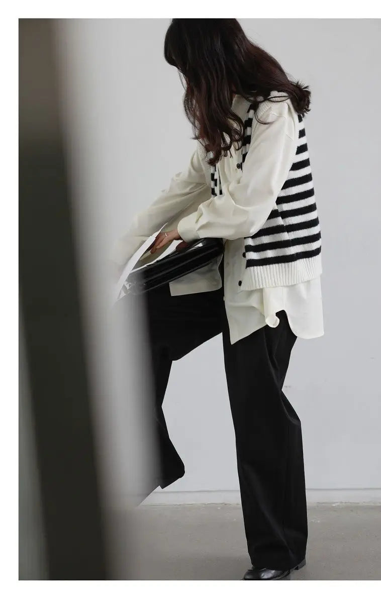 Korean Oversized Blouse with Detachable Tie for Women