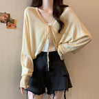 Black Ice Silk Summer Cardigan for Women - Large Size