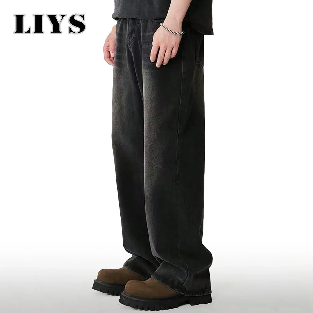 Loose Wide Leg Jeans for Men in Black and Gray