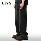 Loose Wide Leg Jeans for Men in Black and Gray