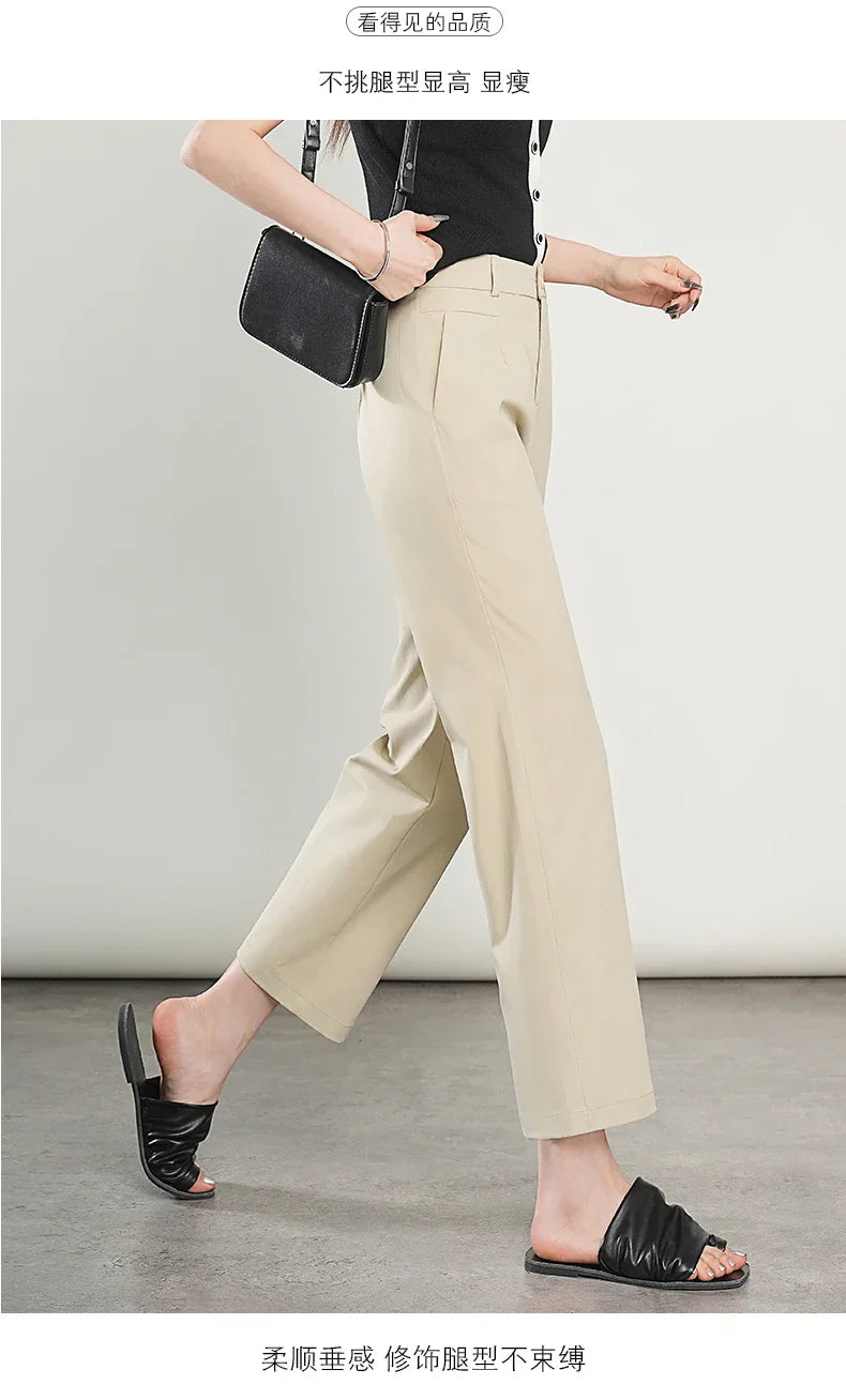 High-Waisted Lightweight Cropped Pants for Women