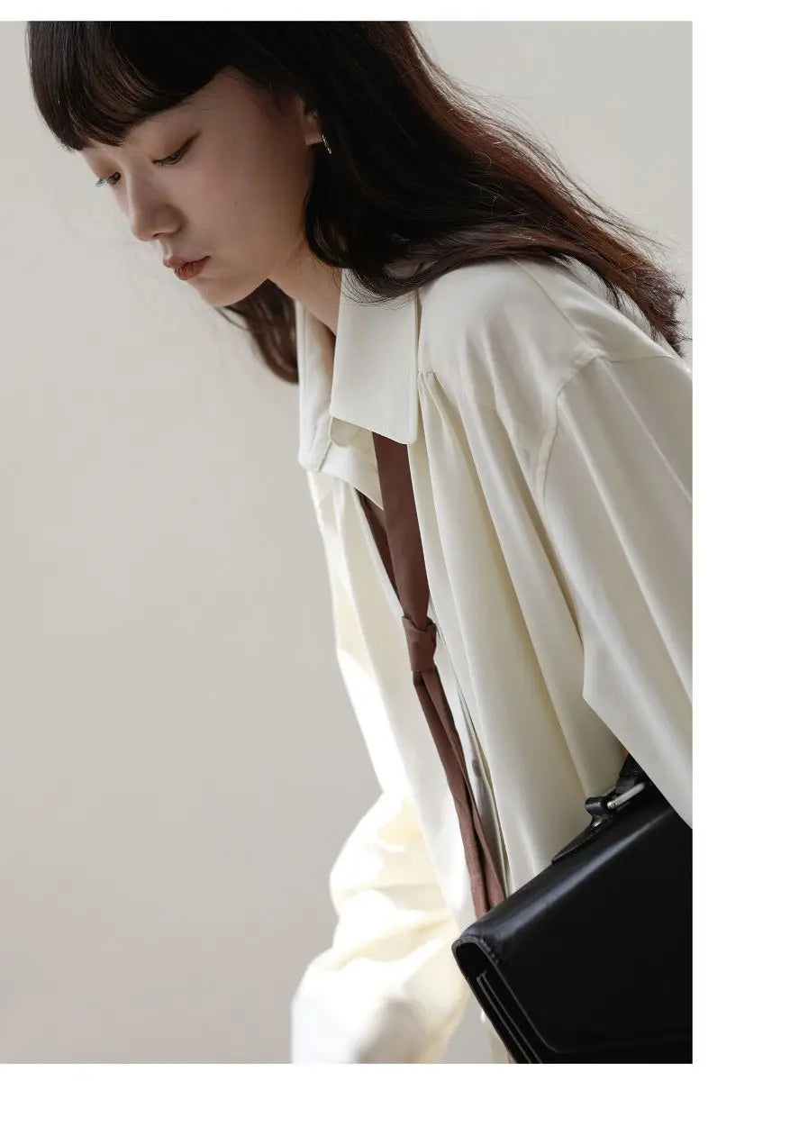 Korean Oversized Blouse with Detachable Tie for Women