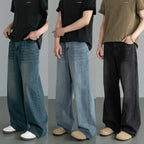 Men's Loose Denim Casual Jeans in Distressed Blue