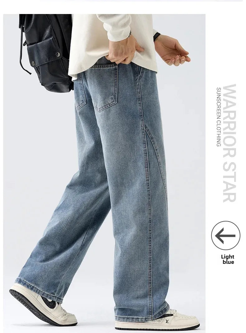 Men's Casual Loose Straight Jeans - 100% Cotton