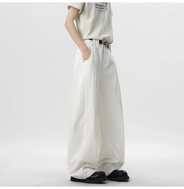 IEFB Wide Leg Baggy Men's Denim Pants - Summer Style