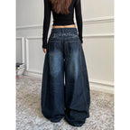 Blue Wide Leg Casual Denim Jeans for Women
