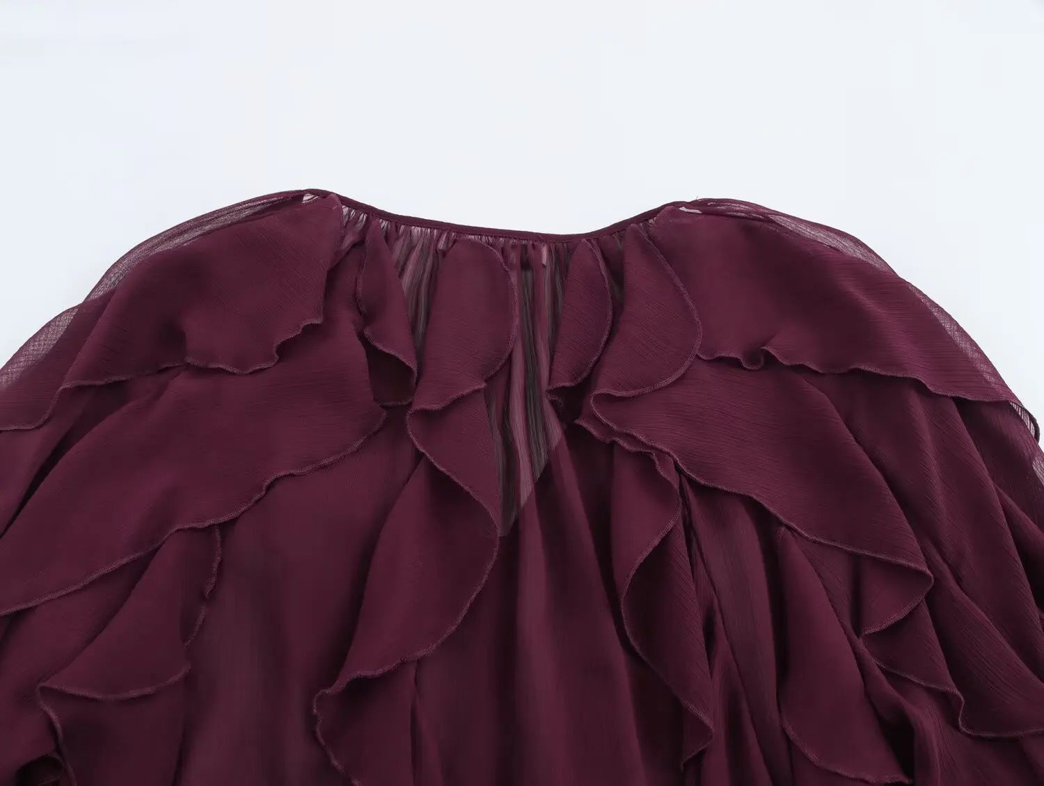 Elegant Women's V-neck Chiffon Blouse with Ruffles