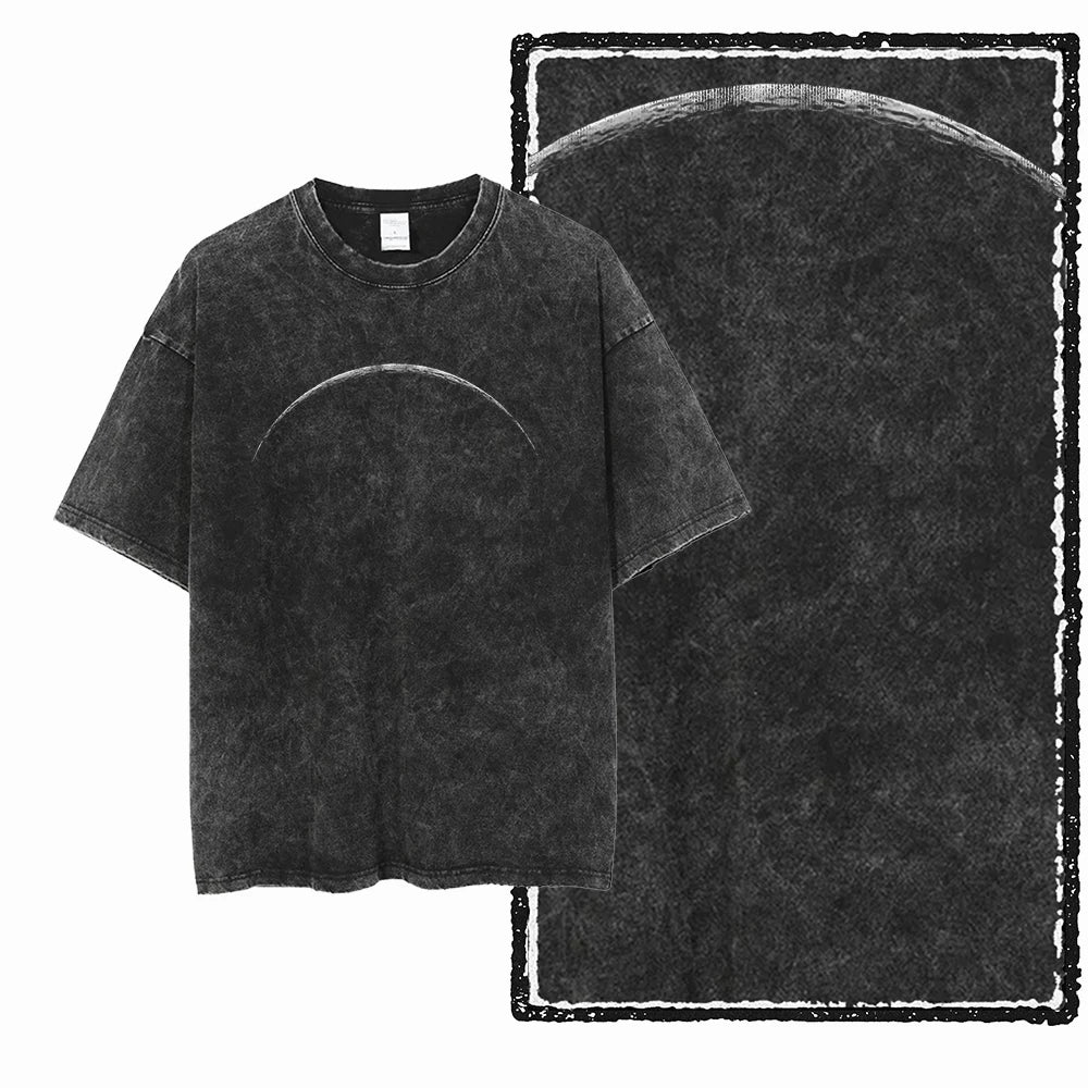 Printed Cotton Acid Washed Astronaut T-Shirt for Men