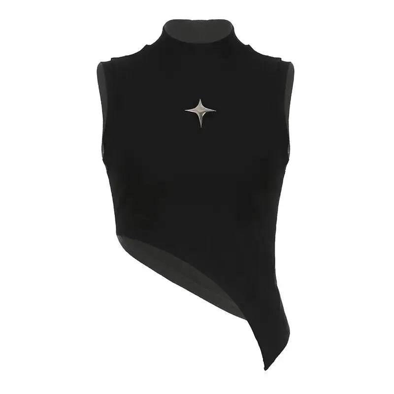 Y2K Women’s Sleeveless Knit Crop Top - Fitted & Stretchy