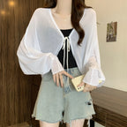 Black Ice Silk Summer Cardigan for Women - Large Size