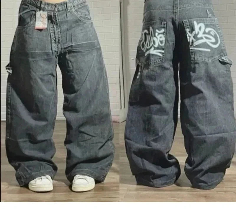 Vintage Washed Baggy Jeans for Women - Y2K Wide Leg Style