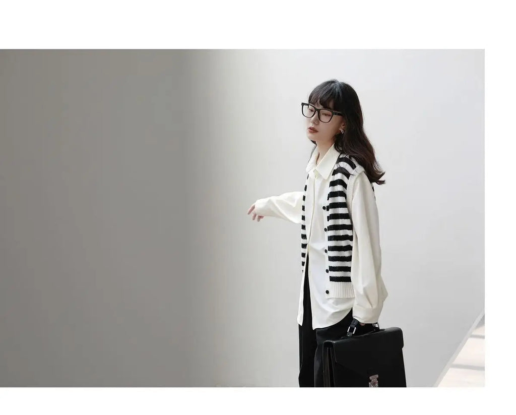 Korean Oversized Blouse with Detachable Tie for Women